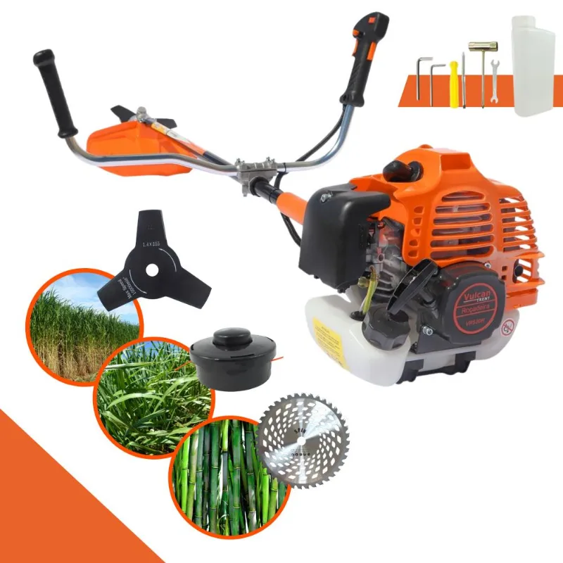 Roçadeira Profissional Vulcan Vr520h 2t 52cc 2,5hp Potente Ideal Para Mato Alto Com Lâmina 3 Pontas + Disco Extra Circular Videa Ns05 40 Dentes 25cm