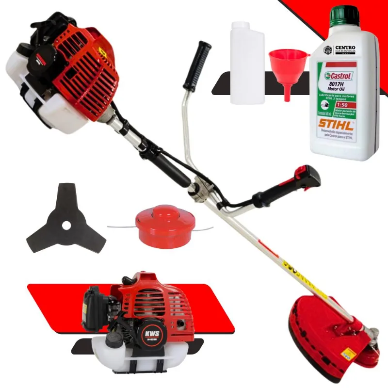 Roçadeira Alta Performance Com Óleo Stihl Kw52-l Kawashima 52cc 2,5hp Faca 3 Pontas E Carretel Ideal Na Manutenção De Jardins E Gramados