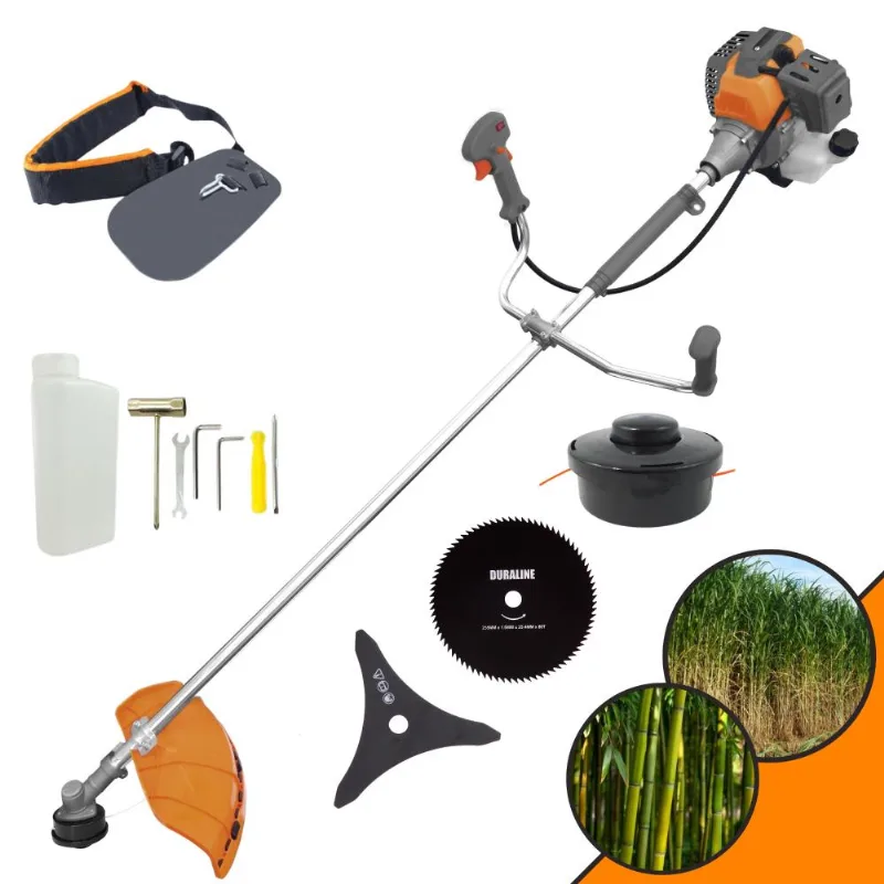 Roçadeira Profissional À Gasolina Tekna Rl520-p 52cc 2t 2hp Alta Rotação Com 3 Opções De Corte Carretel Nylon + Faca 3 Pontas + Faca 80 Dentes