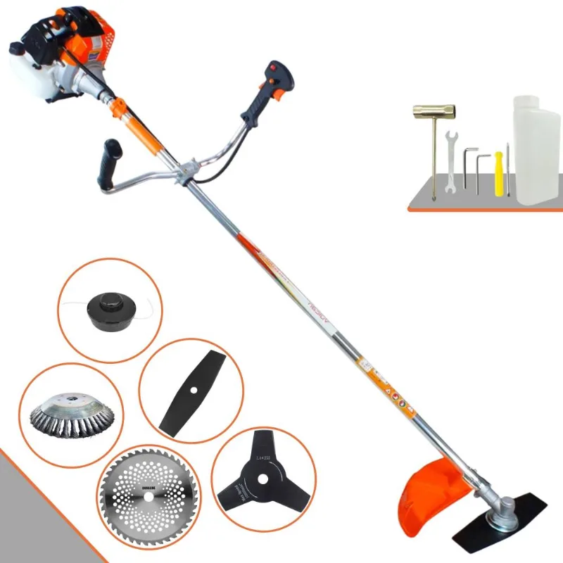 Roçadeira Profissional Vulcan Vr430s À Gasolina 43cc 1,7hp Completa 5 Opções De Corte C/ Lâmina 3 Pontas, Lâmina 40 Dentes Vídea E Escova De Aço Extra