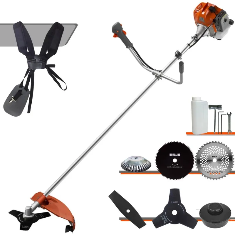 Roçadeira Profissional Tekna Rl430acntk À Gasolina 43cc 1,7hp 9.000rpm Com Carretel E Faca 3 Pontas + Kit De 2 Facas Extras + Escova De Aço Rotativa