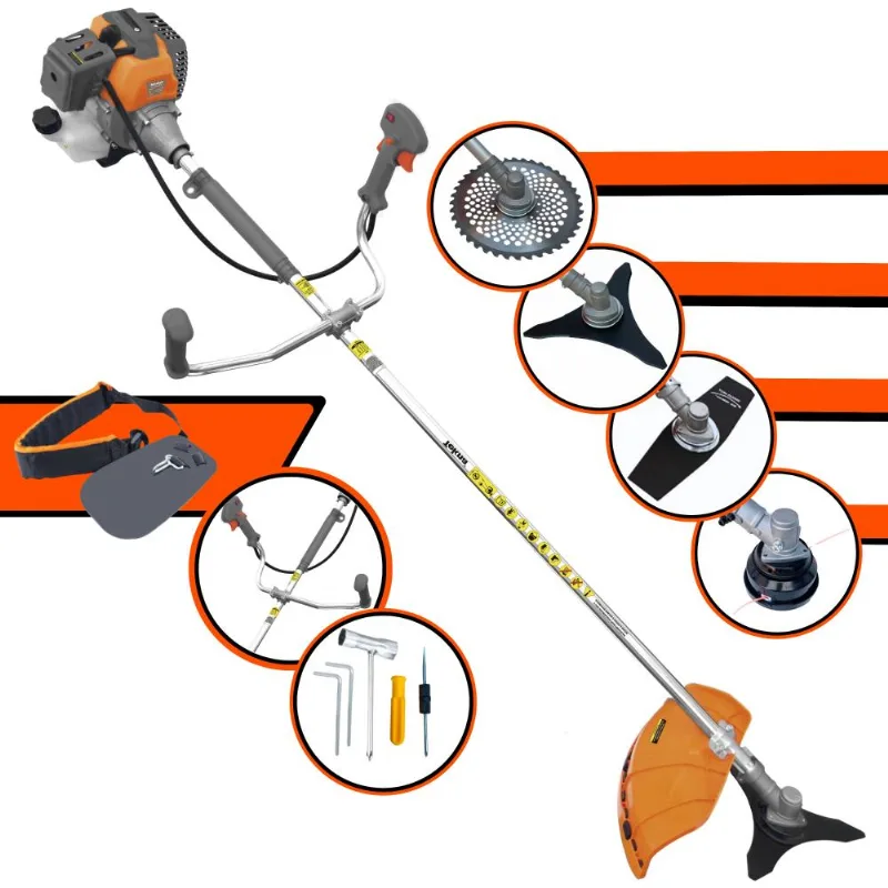 Aparador De Grama Tekna Rl520-p À Gasolina 52cc 2hp 10.000rpm Com Carretel De Nylon + Lâmina 2 Pontas + Lâmina 3 Pontas + Lâmina 40 Dentes Vídea