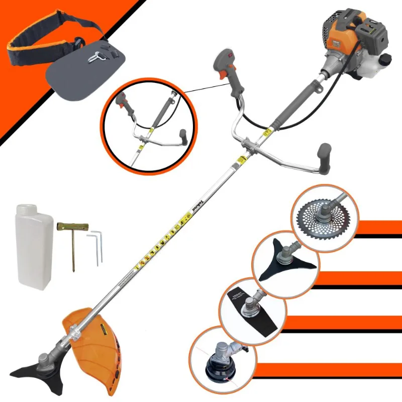 Roçadeira Profissional Tekna Rl520-p À Gasolina 52cc 2hp 4 Em 1 Com Carretel Nylon + Lâmina 2 Pontas + Lâmina 3 Pontas + Lâmina 40 Dentes Vídea