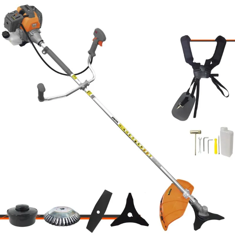 Roçadeira Aparador De Grama Tekna Rl520-p À Gasolina 52cc 2hp 4 Em 1 Com Carretel + Lâmina 2 Pontas + Lâmina 3 Pontas + Escova Rotativa De Aço