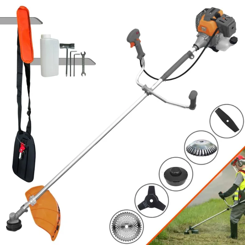 Roçadeira Multifuncional Tekna Rl520-p À Gasolina 2t 2hp 52cc 10.000rpm Kit De Facas Extras 2 Pontas, Faca 40 Dentes E Escova De Aço 38 Cerdas