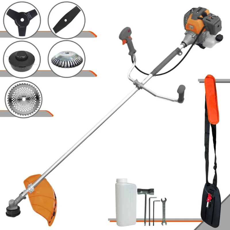 Roçadeira Tekna Rl520p À Gasolina 52cc 2hp 10.000rpm Multifuncional Com Carretel + Faca 2 Pontas E 3 Pontas + Faca 40 Dentes + Escova Rotativa