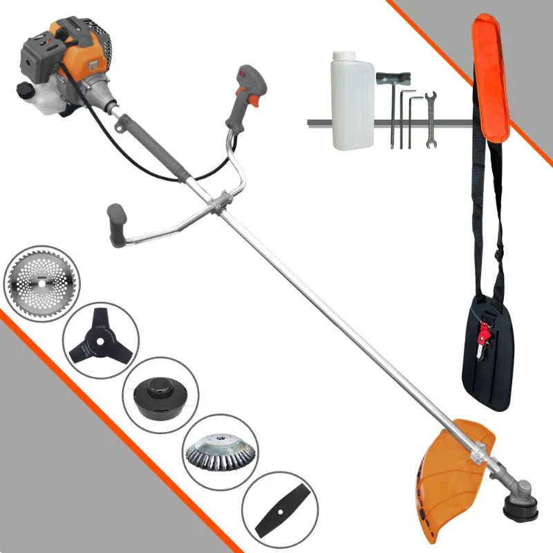 Roçadeira Podador De Grama À Gasolina Tekna Rl520-p 52cc 2hp 10.000rpm + Lâmina 2 Pontas + Lâmina 40 Dentes De Vídea + Escova De Aço 38 Cerdas