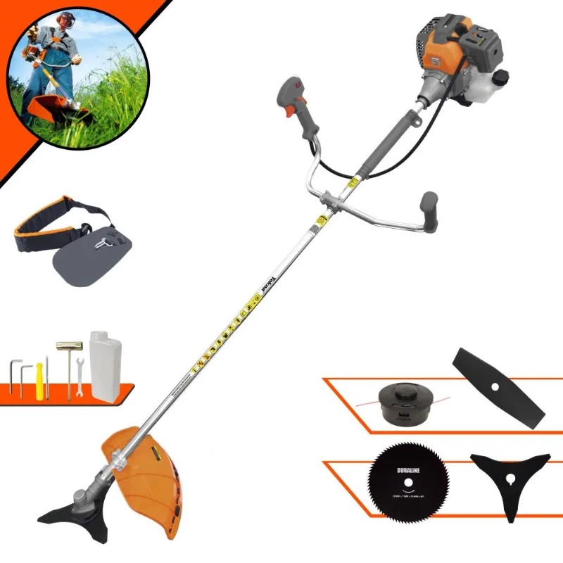 Roçadeira À Gasolina Completa Tekna Rl430p Motor 2t 1,7hp 43cc 10.000rpm Com Carretel E Lâmina 3 Pontas + Kit Lâminas 2 Pontas E Disco 80 Dentes