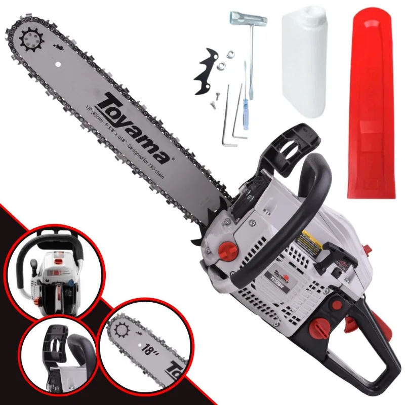 Motorsserra Tcs58h Toyama Profissional À Gasolina 2t 55cc 3,2hp Alta Rotação Motosserra Com Sabre 18 Ideal Para Poda De Galhos E Cortes De Árvores