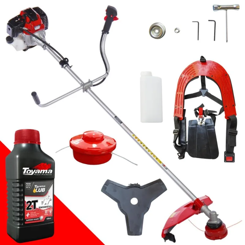 Roçadeira À Gasolina Toyama Rt43l 2t 43cc 1,7hp Modelo Completo C/ Lâmina, Carretel E Cinto De Sustentação Duplo + Óleo Lubrificante 2 Tempos