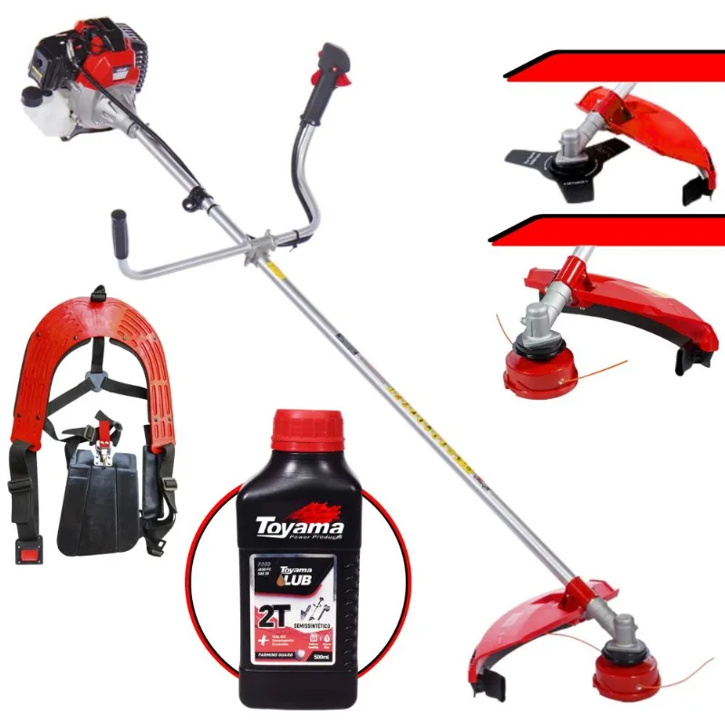 Roçadeira Rt52l Com Óleo Fg50 Toyama Á Gasolina 2t 52cc 2hp 10.000rpm Robusta De Alta Potência E Performance Ideal Para Manutenção De Rodovias