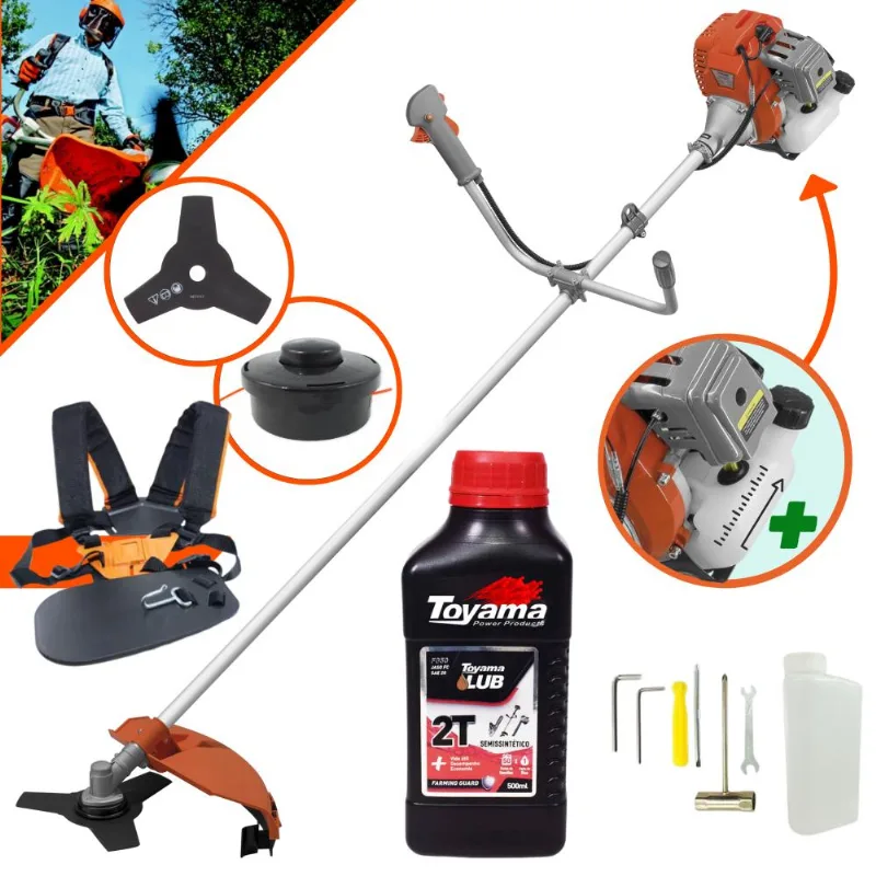 Roçadeira Profissional Rl520ac-g2 Tekna Á Gasolina 2t 52cc 2hp 13.000rpm Alta Performance C/ Lâmina 3 Pontas + Cabeçote Nylon + Óleo Toyama 2t