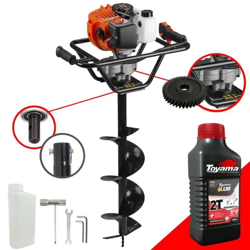 Perfurador Perfuratriz De Solo Com Broca 80x20 Ea52xs Tekna 2t 52cc 2,5hp Robusto E De Alta Potência + Óleo Toyama 2t