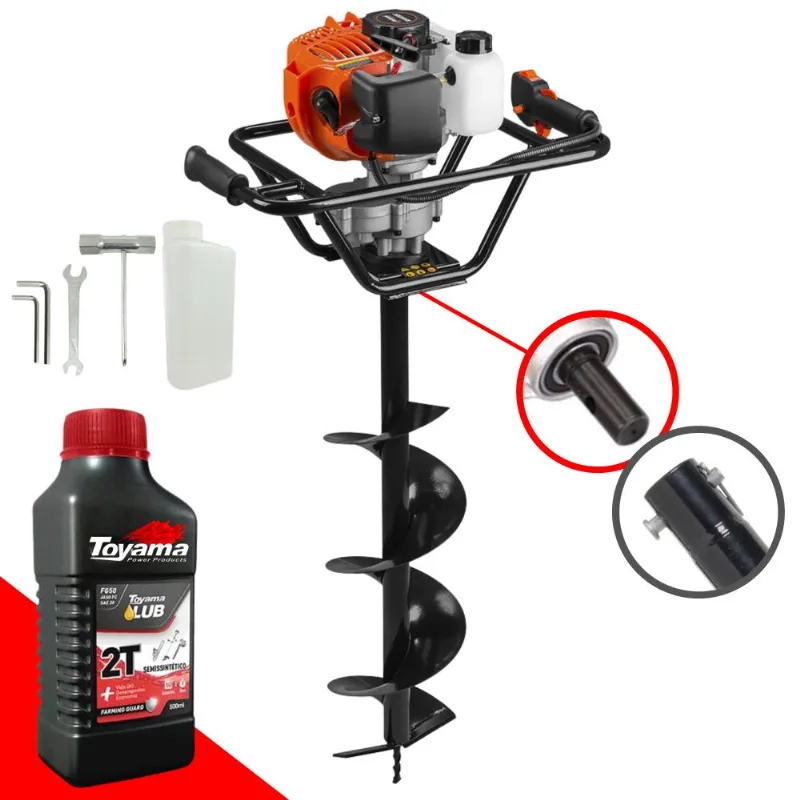 Perfurador De Solo Á Gasolina Tekna Ea52xs Motor 2t 52cc 2,5hp Kit Perfurador De Terra Com Broca 80x20 + Óleo Toyama 2t