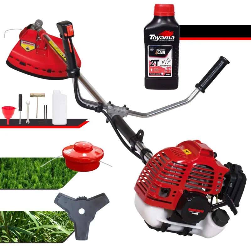 Roçadeira À Gasolina Profissional Kawashima Kw52-l Motor 2t 52cc 2,5hp Alta Rotação Robusta E De Alta Performance Com Faca 3 Pontas + Óleo Toyama 2t