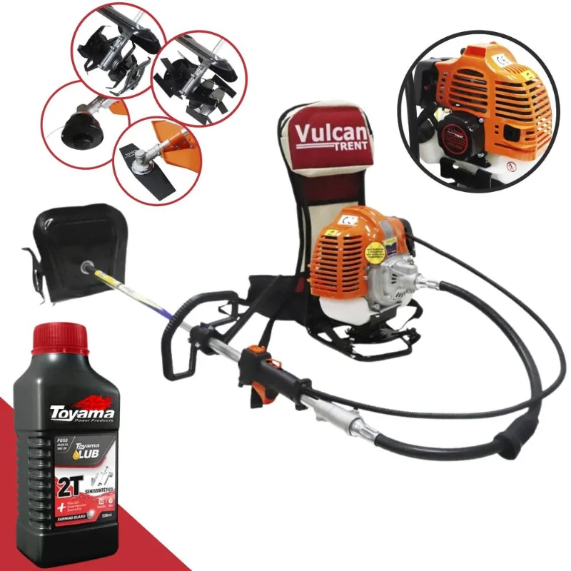 Roçadeira À Gasolina Vulcan Vrc430 43cc 1,7hp Podador De Grama Com Carretel + Lâmina 2 Pontas + Enxada Capinadeira + Enxada Cultivadora + Óleo Toyama