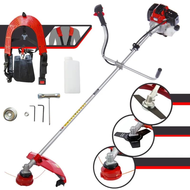 Roçadeira Profissional À Gasolina Toyama Rt43l 43cc 2t 1,7hp Alta Rotação Com 3 Opções De Corte Carretel De Nylon + Faca 2 Pontas + Faca 3 Pontas