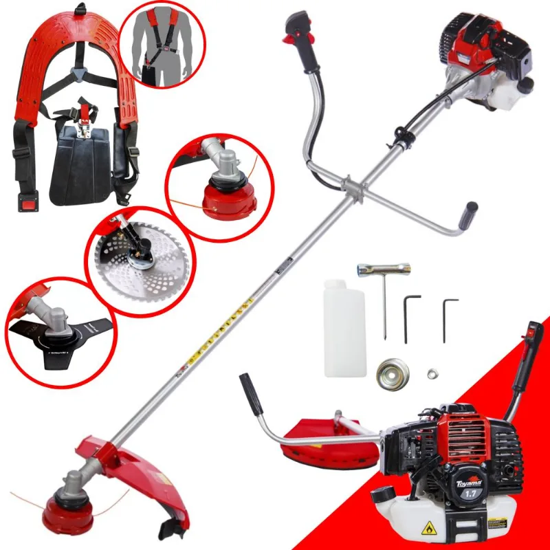 Roçadeira Lateral Toyama Rt43l À Gasolina 43cc Com Sistema Anti-vibração 1,7hp 10.000rpm Com Carretel De Nylon + Lâmina 3 Pontas + Lâmina 40 Dentes