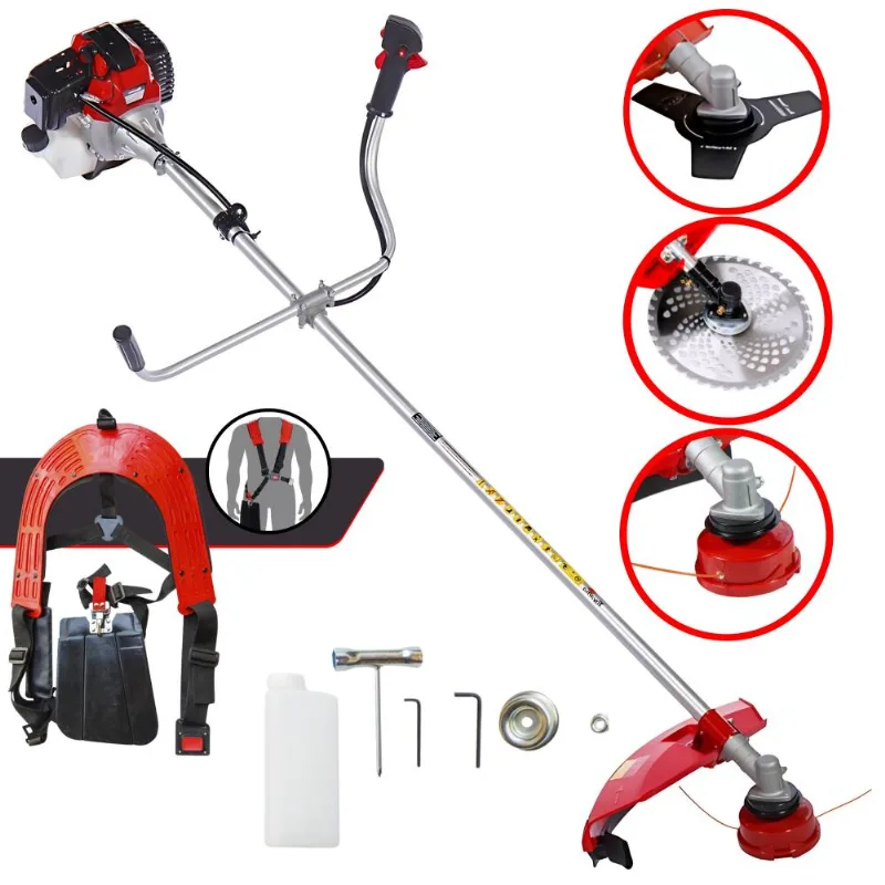 Roçadeira Profissional Completa Toyama Rt43-l À Gasolina 2t 43cc 1,7hp De Potência 10.000rpm + Lâmina 3 Pontas + Lâmina 40 Dentes + Carretel De Nylon