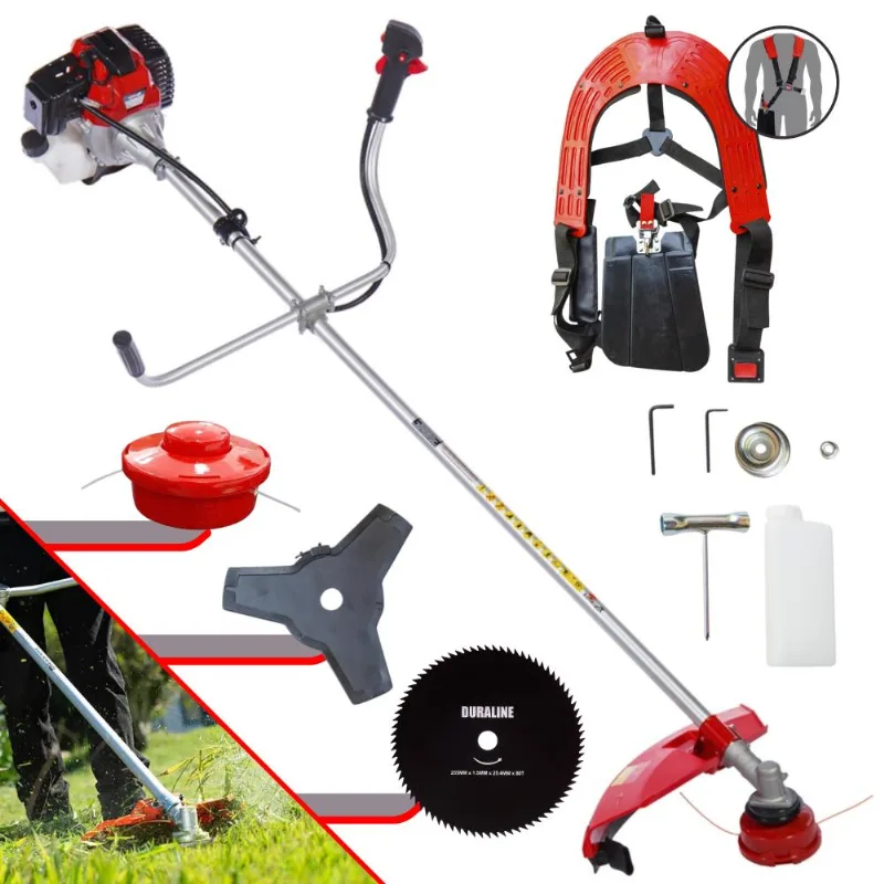 Roçadeira Robusta Toyama Rt43l À Gasolina 43cc Motor 2 Tempos 1,7hp De Potência 10.000rpm Com Carretel De Nylon + Lâmina 3 Pontas + Lâmina 80 Dentes