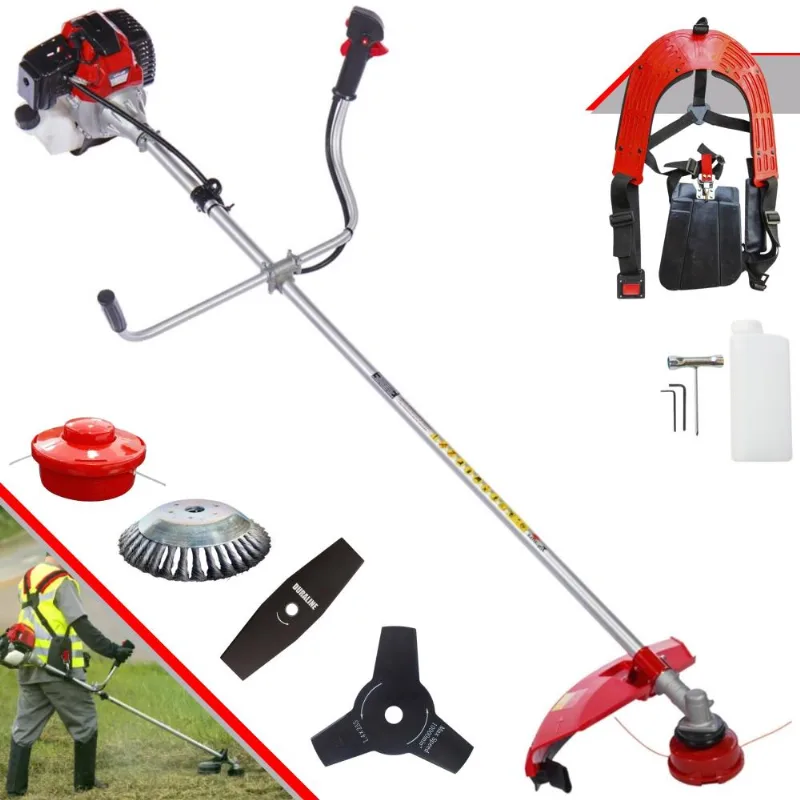Roçadeira Podador De Grama Toyama Rt43l À Gasolina 43cc 1,7hp C/ Carretel Nylon + Lâmina 2 Pontas + Lâmina 3 Pontas + Escova Circular De Aço 38 Cerdas