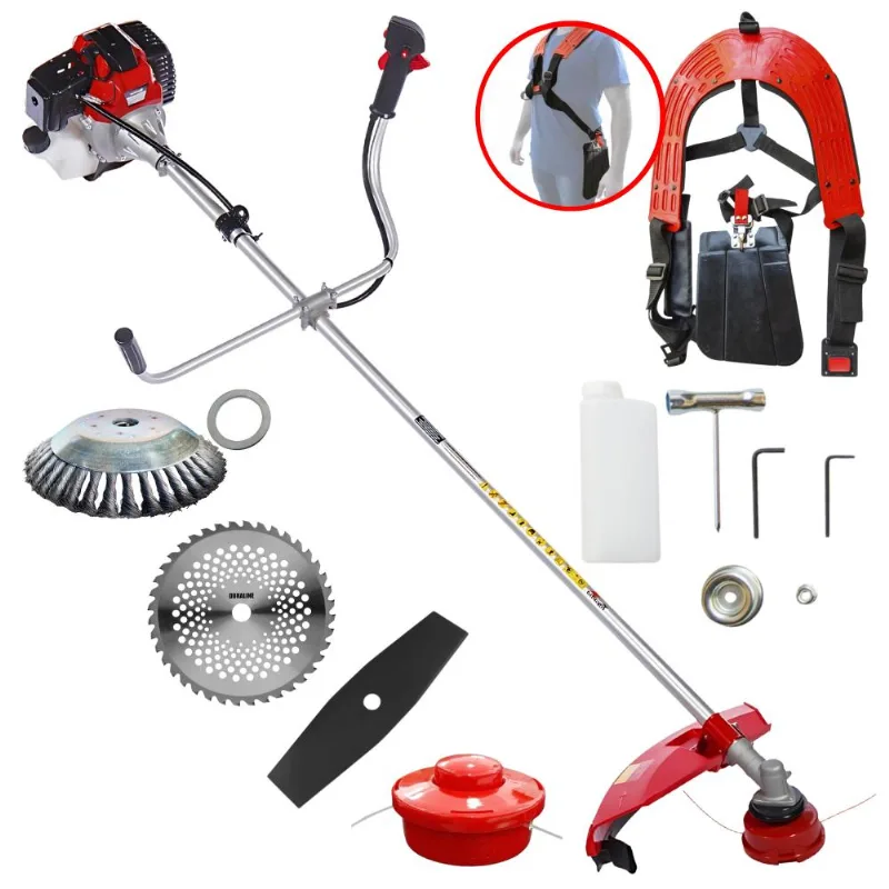 Máquina De Cortar Grama Toyama Rt43-l 43cc 1,7hp Roçadeira Completa Com Faca 3 Pontas, Faca 40 Dentes + Carretel De Nylon + Escova De Aço 38 Cerdas