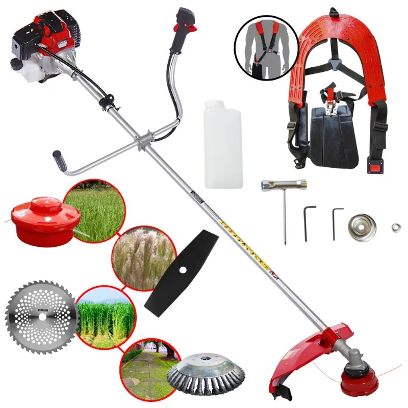 Roçadeira Multifuncional Toyama Rt43l À Gasolina 2t 43cc 10.000rpm 1,7hp De Potência Com Carretel + Faca 3 Pontas + Faca 40 Dentes + Escova De Aço
