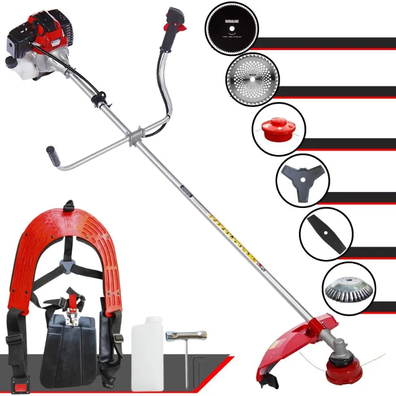Roçadeira Toyama Rt52l À Gasolina 52cc 2hp Com Sistema Antivibração Carretel Nylon E Faca 3 Pontas + Kit De 2 Facas Extras + Escova De Aço Rotativa