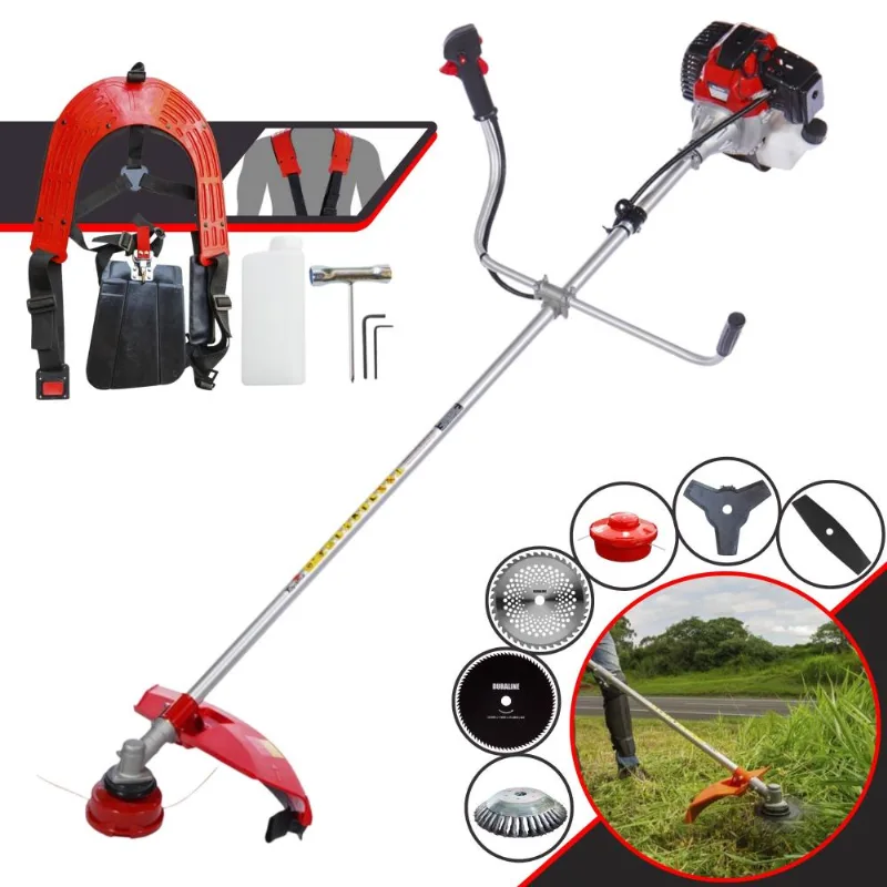 Cortador De Grama Robusto À Gasolina Toyama Rt52l 52cc 2hp De Potência 10.000rpm Roçadeira Com Sistema Antivibração Completa Com 6 Opções De Cortes