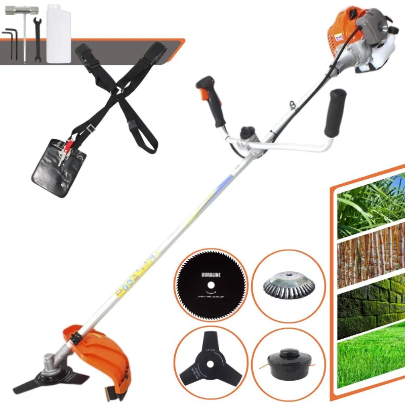 Roçadeira Vulcan Vr430p À Gasolina 43cc 1,7hp Completa Com Guidão Anti-vibração Carretel Nylon + Lâmina 3 Pontas + Lâmina 80 Dentes + Escova 38 Cerdas