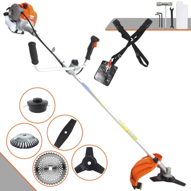 Roçadeira Vulcan Vr430p À Gasolina 43cc 1,7hp 5 Em 1 Com Guidão Anti-vibração Carretel + Lâmina 2 Pontas + Lâmina 3 Pontas + Lâmina 40 Dentes + Escova