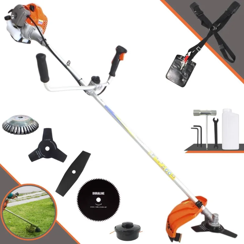 Roçadeira Vulcan Vr430-p 43cc 1,7hp Com Guidão Anti-vibração 5 Opções De Corte Com Carretel + Faca 2 Pontas + Faca 3 Pontas + Faca 80 Dentes + Escova