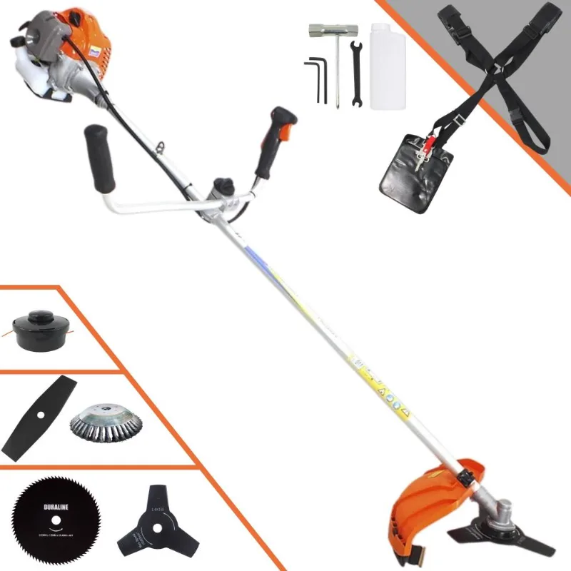 Roçadeira Vulcan À Gasolina Vr430p 43cc 1,7hp 10000rpm Com Lâmina 2 Pontas + Lâmina 3 Pontas + Lâmina 80 Dentes + Disco Escova De Aço + Carretel Nylon