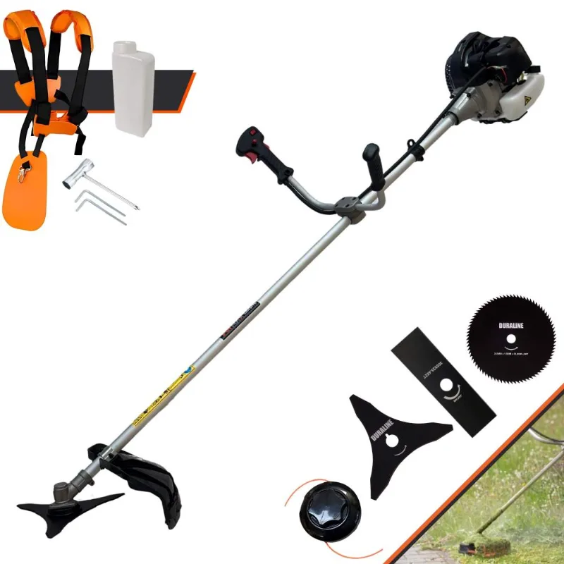 Roçadeira À Gasolina Completa Anmax Cg430b Motor 2t 1,7hp 43cc 12.000rpm Com Carretel E Lâmina 2 Pontas + Kit Lâminas 3 Pontas E Disco 80 Dentes