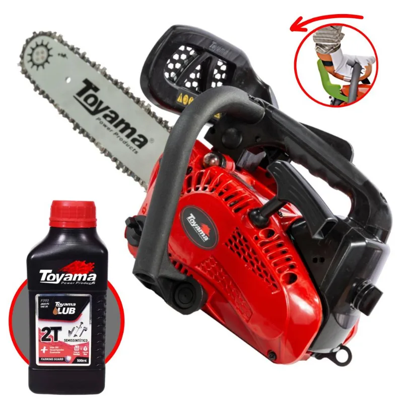 Motosserra À Gasolina Tcs25x Toyama Motor 2t 1,14hp 25,4cc 12.000rpm Sabre 12 Ideal Para Corte De Galhos E Lenhas + Óleo Lubrificante 2t