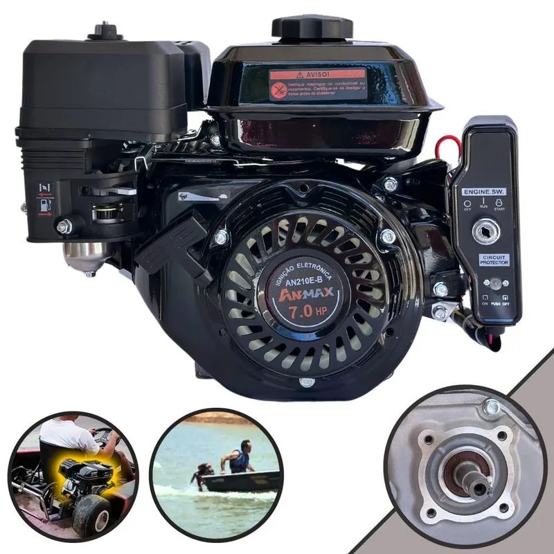 Motor Estacionário À Gasolina Anmax An210e 208cc 7hp 3.600rpm 4t Partida Elétrica Eixo Horizontal Para Gerador De Energia E Construção Civil
