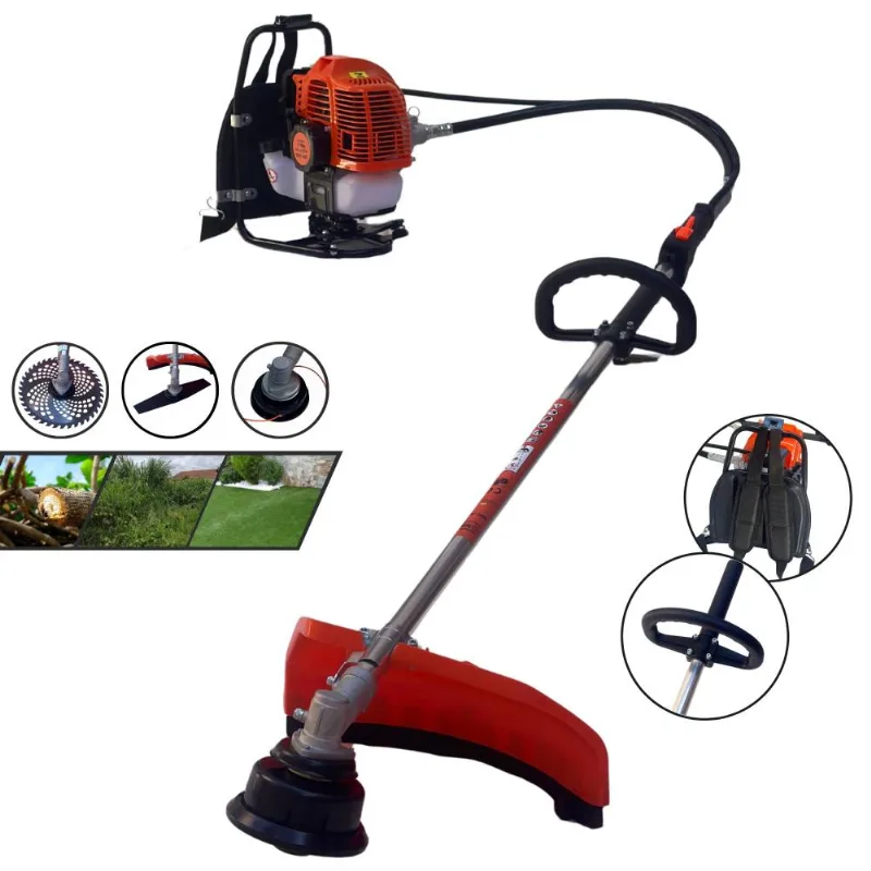 Roçadeira Costal Completa Terra Grc430 À Gasolina 2t 43cc 1,7hp 3 Opções De Corte Com Lâmina 40 Dentes De Vídea + Lâmina 2 Pontas + Carretel De Nylon