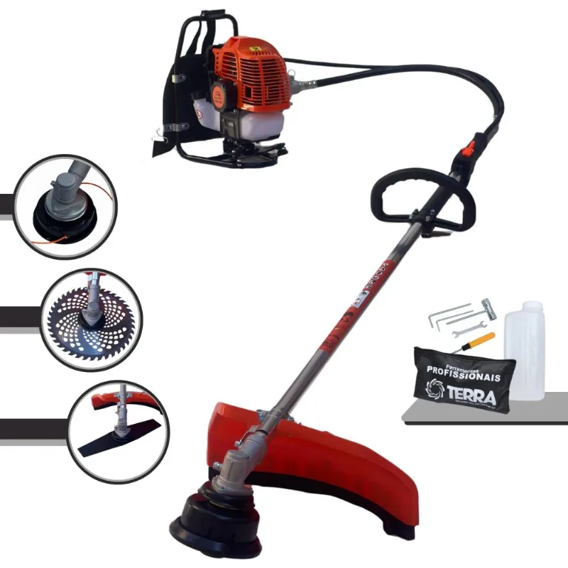 Roçadeira Costal Terra GRC-430 À Gasolina 2T 43CC 1,7HP De Potência Completo Com Lâmina 40 Dentes De Vídea + Lâmina 2 Pontas + Carretel De Nylon