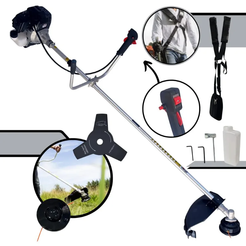 Roçadeira Com Sistema Antivibração Toyama Rt43lb25a À Gasolina 43cc 2t 1,7hp De Potência 10.000rpm Multifuncional Com Cabeçote Nylon + Lâmina 3 Pontas