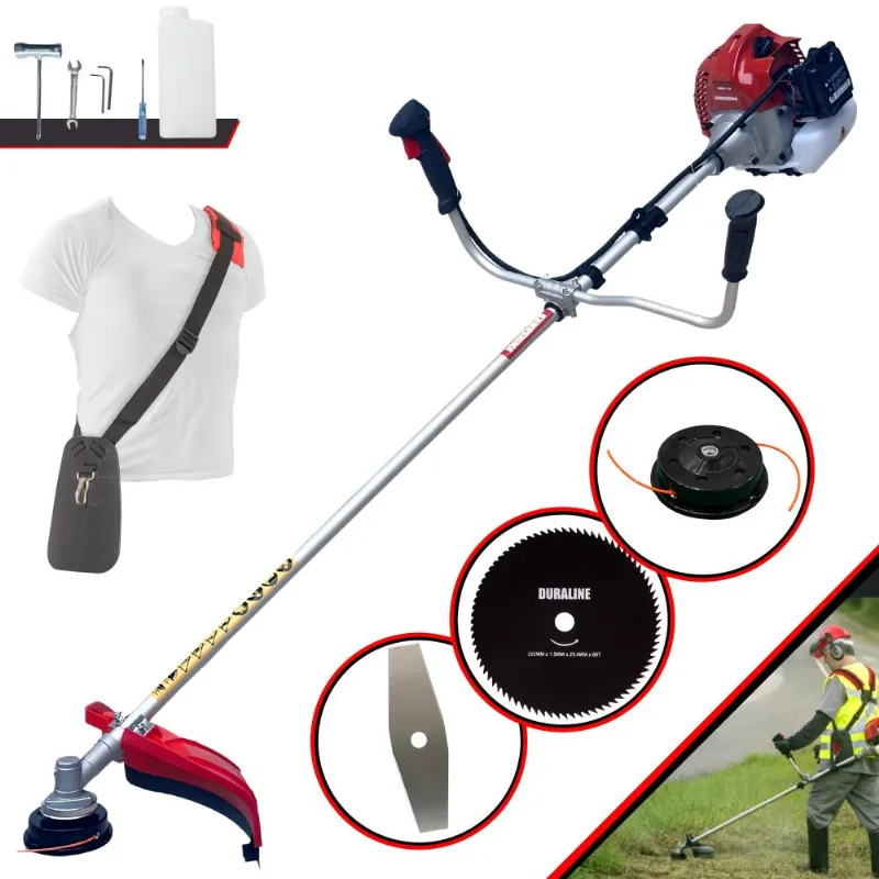 Cortador De Grama À Gasolina Kawashima Bcj521-l 2t 52cc 2,5hp De Alta Performance Completa Com Carretel De Nylon + Lâmina 2 Pontas + Lâmina 80 Dentes