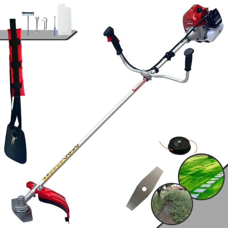 Aparador De Grama Kawashima Bcj431-l À Gasolina 2 Tempos 43cc 1,7hp 10.000rpm Roçadeira Multifunções Completa Com Carretel De Nylon + Lâmina 2 Pontas