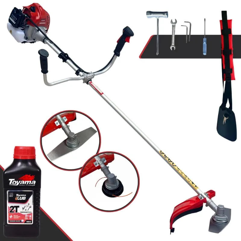 Aparador De Grama Kawashima Bcj431-l À Gasolina 43cc 1,7hp 10.000rpm Roçadeira Completa Com Carretel De Nylon + Lâmina 2 Pontas + Óleo Toyama Fg50