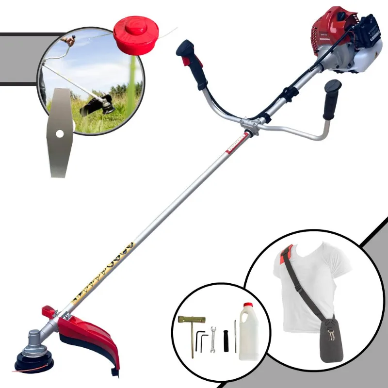 Roçadeira Aparador De Grama Kawashima Bcj620l À Gasolina 2 Tempos 62cc 3hp De Potência 10.000rpm Completa Com Lâmina 2 Pontas E Cabeçote De Nylon