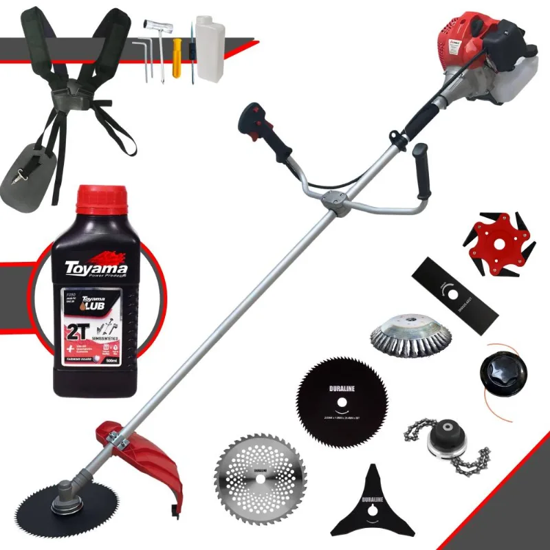 Roçadeira Multifunções Anmax Cg430p À Gasolina 43cc 2hp Para Todos Os Tipos De Trabalho Com Carretel Nylon + Kit De 7 Opções De Cortes + Óleo Toyama