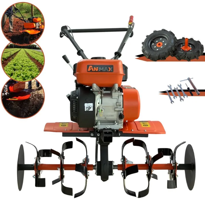 Motocultivador Anmax Mt-170g À Gasolina 4t 208cc 7hp Completo Com 24 Lâminas Cultivadoras Ideal Para Descompactação De Solo E Areia