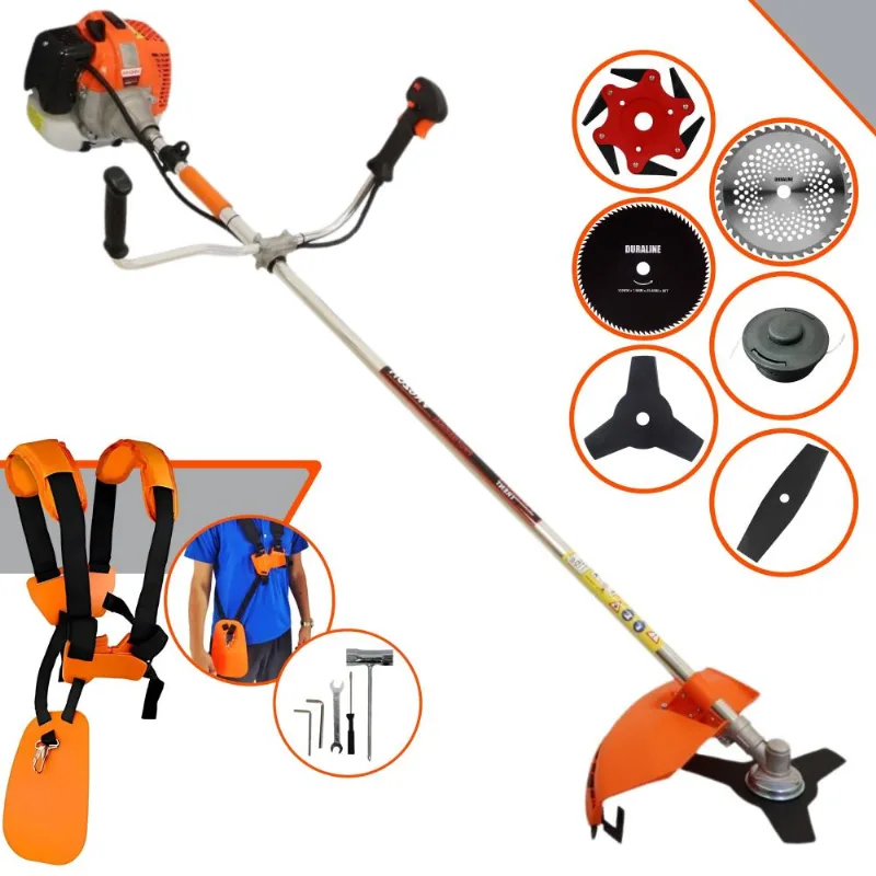 Máquina De Cortar Grama Profissional À Gasolina Motor 2t Vulcan Vr620h 2t 62cc 3hp 12.500rpm Roçadeira Completa Multifuncional Com 6 Opções De Cortes