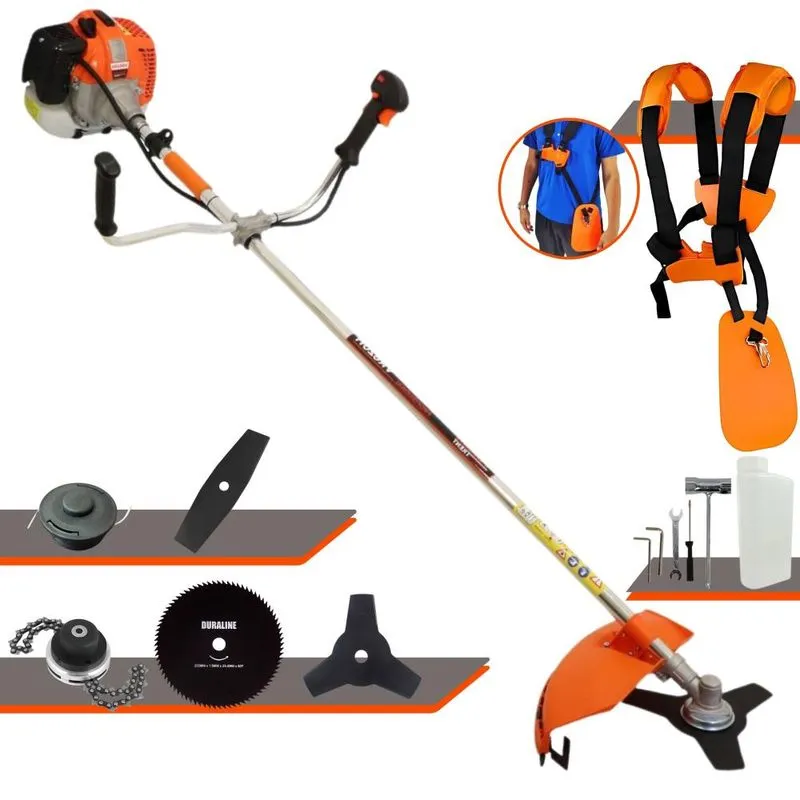 Roçadeira À Gasolina Vulcan Vr620h 62cc 3hp 12.500rpm Multifunções Com Carretel Nylon + Lâmina 2 Pontas + Lâmina 3 Pontas + Lâmina 80 Dentes + Trimmer