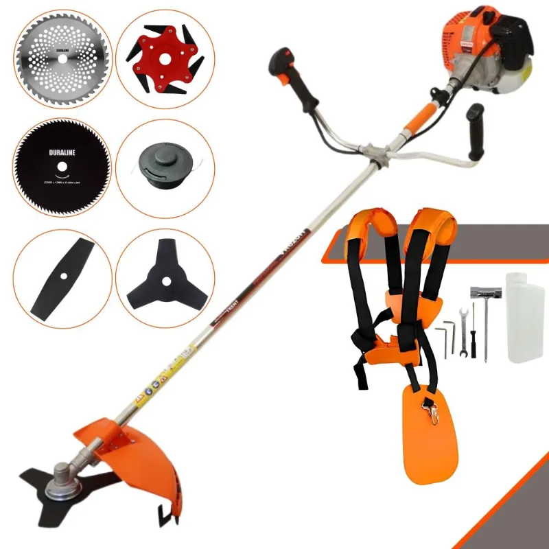 Roçadeira À Gasolina Vulcan Vr620h 62cc 2t 3hp Com Carretel Nylon + Faca 2 Pontas + Faca 3 Pontas + Faca 6 Pontas + Faca 40 Dentes + Faca 80 Dentes