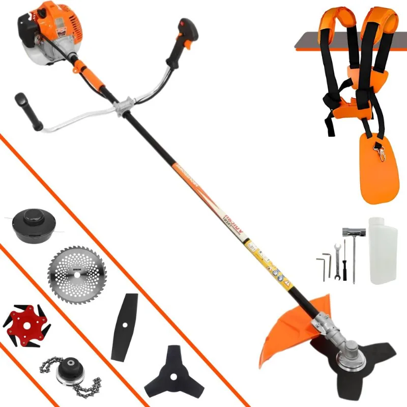 Roçadeira À Gasolina Vulcan Vr520-h 52cc 2t 2,5hp Com Carretel Nylon + Faca 2 Pontas + Faca 3 Pontas + Faca 6 Pontas + Disco 40 Dentes Vídea + Trimmer