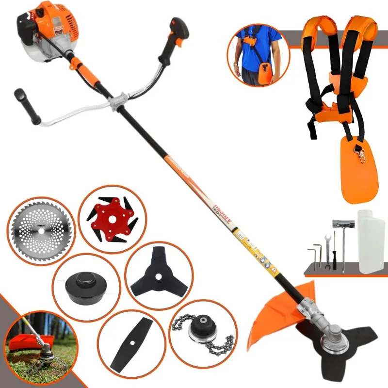 Roçadeira Vulcan Vr520h À Gasolina 52cc 2,5hp 6 Em 1 Com Carretel E Faca 3 Pontas + Faca 2 Pontas + Faca 6 Pontas + Faca 40 Dentes Vídea + Trimmer